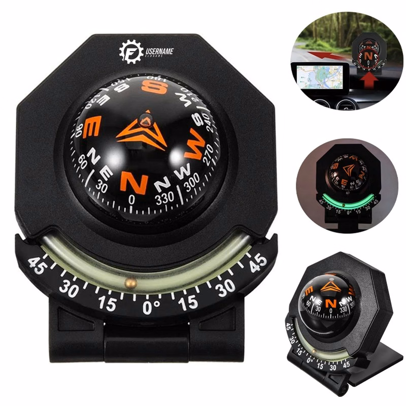 Black Dashboard Compass for Cars