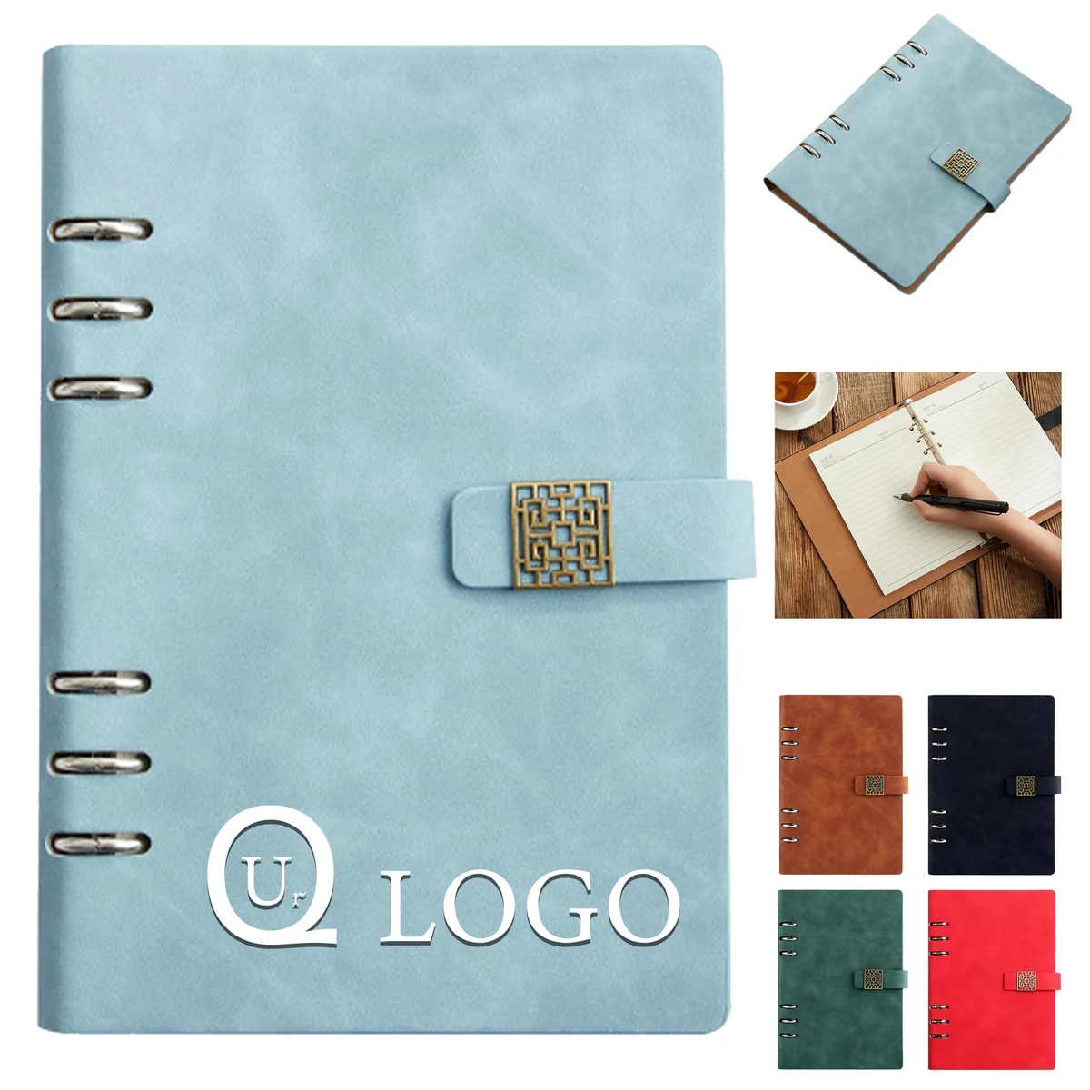 Refillable 6-Rings Notebook W/ Magnetic Window Gille Closure 1
