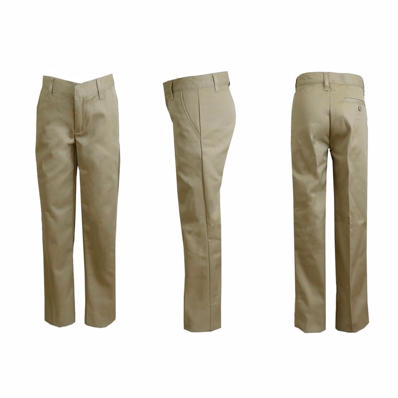 Junior Girls' Plus Size Uniform Pants - Size 16-22 Khaki Flat Front
