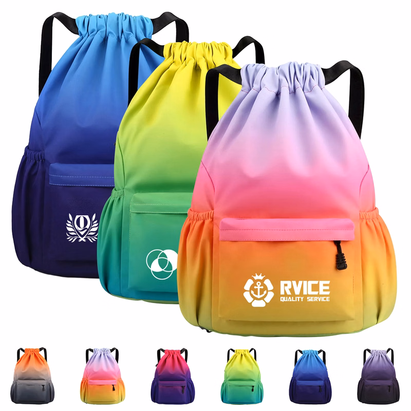 Waterproof Wide Shoulder Straps Colorful Drawstring Sports Backpack