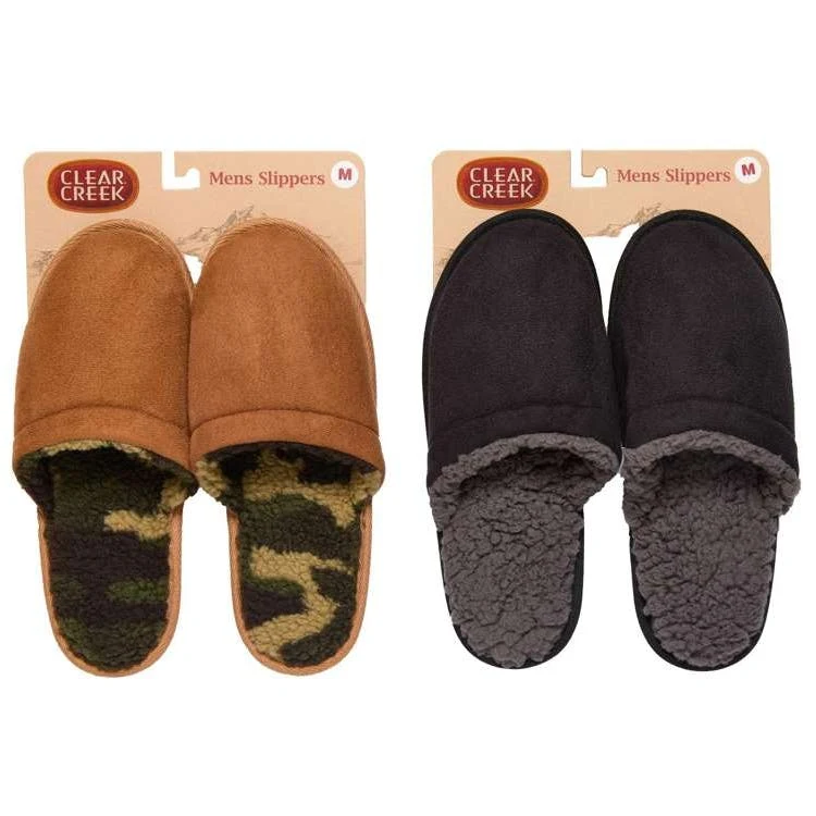 Men's Micro Suede Sherpa Lined Slippers Size S-L 1
