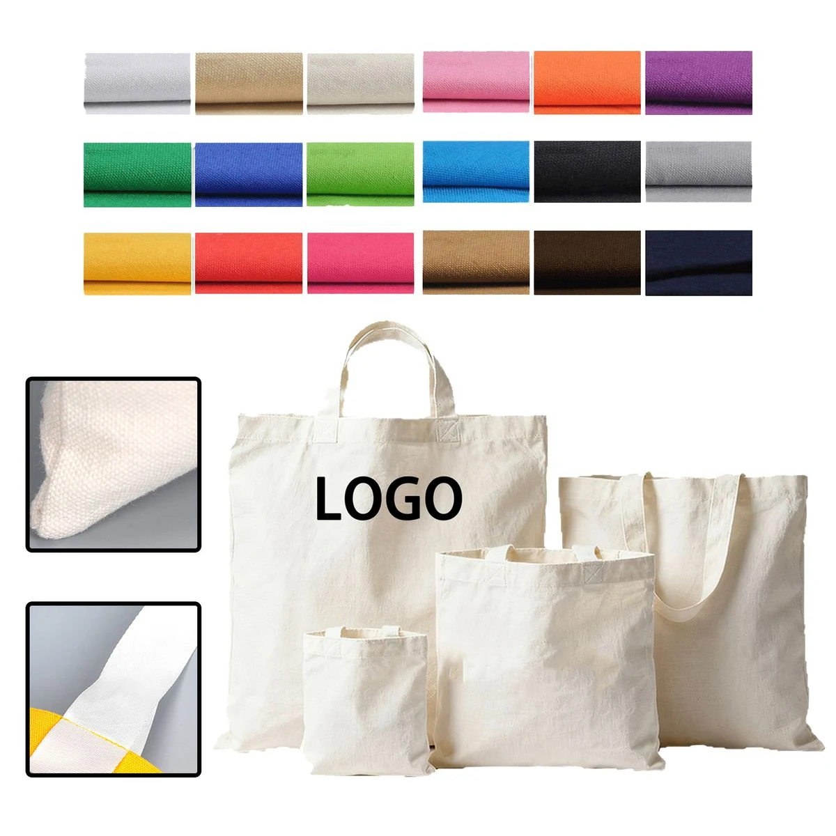 Soft-To-The-Touch Cotton Canvas Shopping Tote Bag, custom tote bag with logo imprint 1