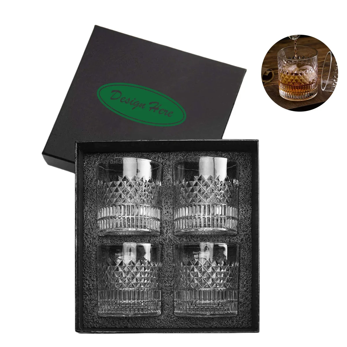 Whiskey Glasses Set of 4 Gift Box 1