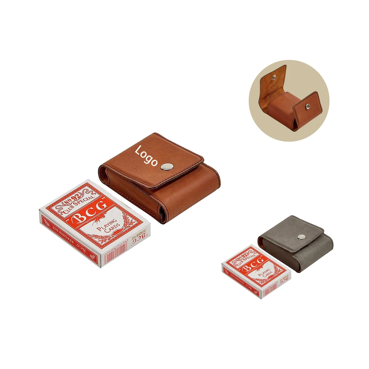 Vegan Leather Playing Card Holder with Card 1