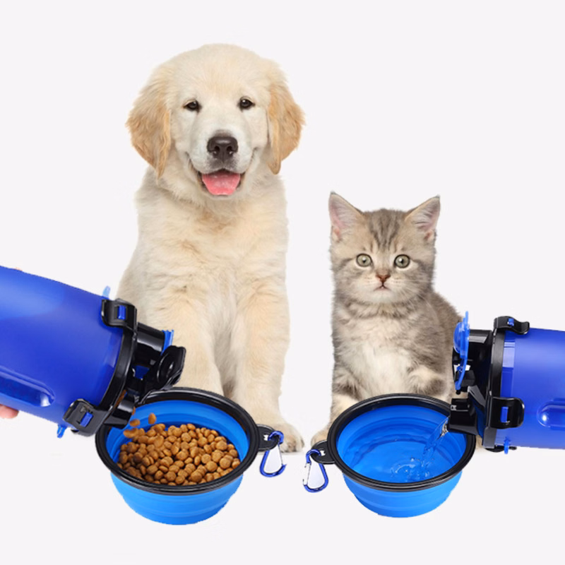 2-in-1 Pet Food & Water Cup w/Collapsible Bowl