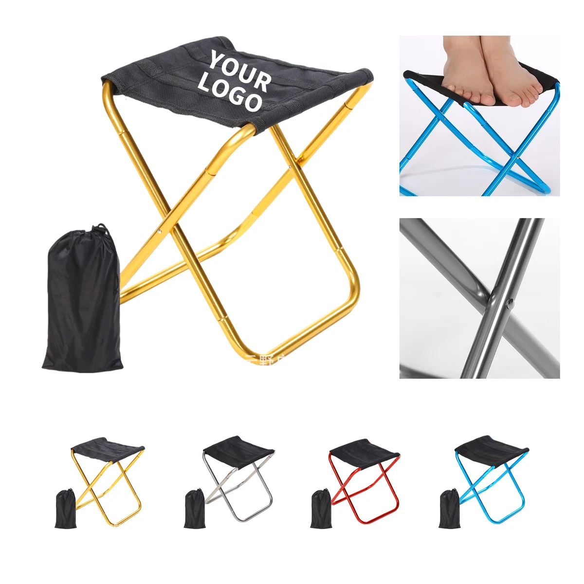 Portable Folding Camp Stool With Aluminum Frame 1