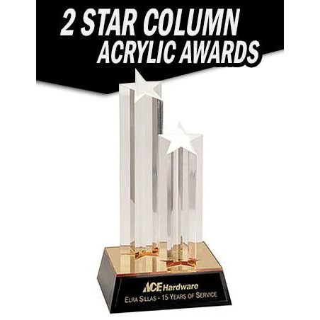 Acrylic 9.5" 2-Star column with Gold/Black base 1