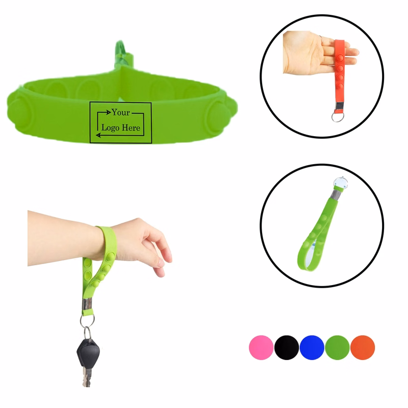 Silkscreen Silicone Push Pop Stress Reliever Keychain