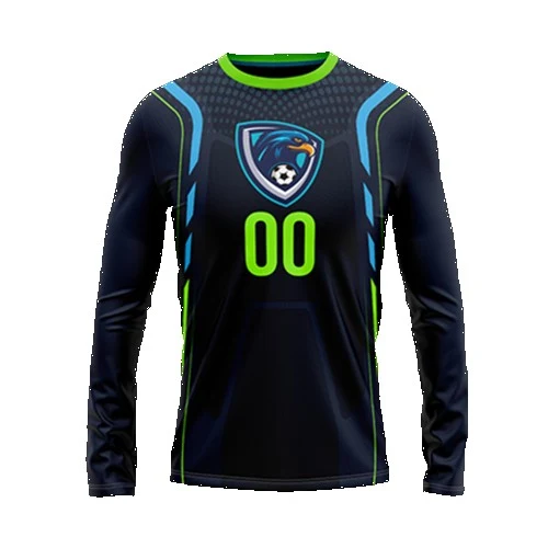 Men's Custom Full Sublimation Long Sleeve Soccer Jersey - 2-Way Stretch PolySpandex Interlock 1