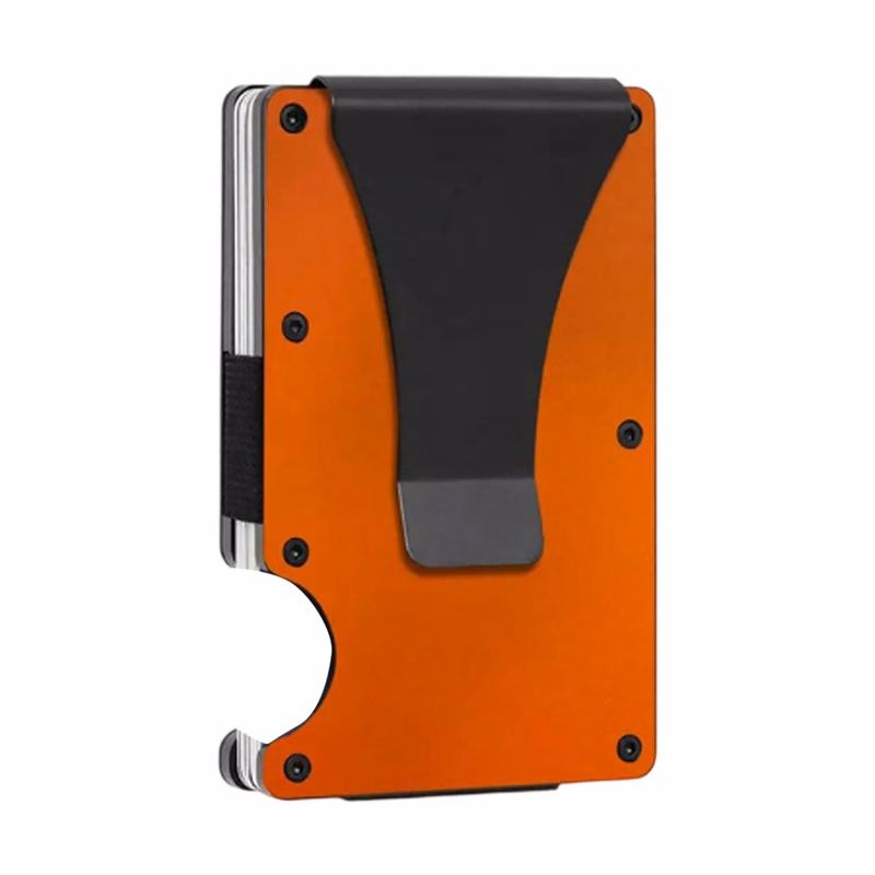 Aluminum Alloy RFID Blocking Card Wallet With Elastic Band And Money Clip