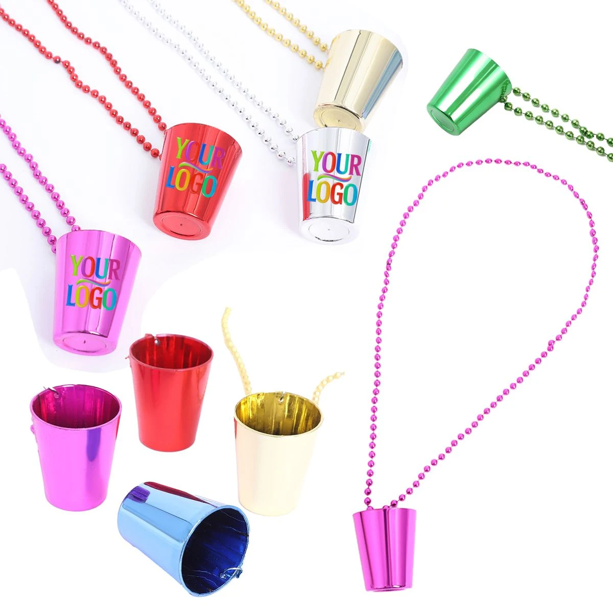Mardi Gras Electroplated Mini Cup Beaded Necklace 1