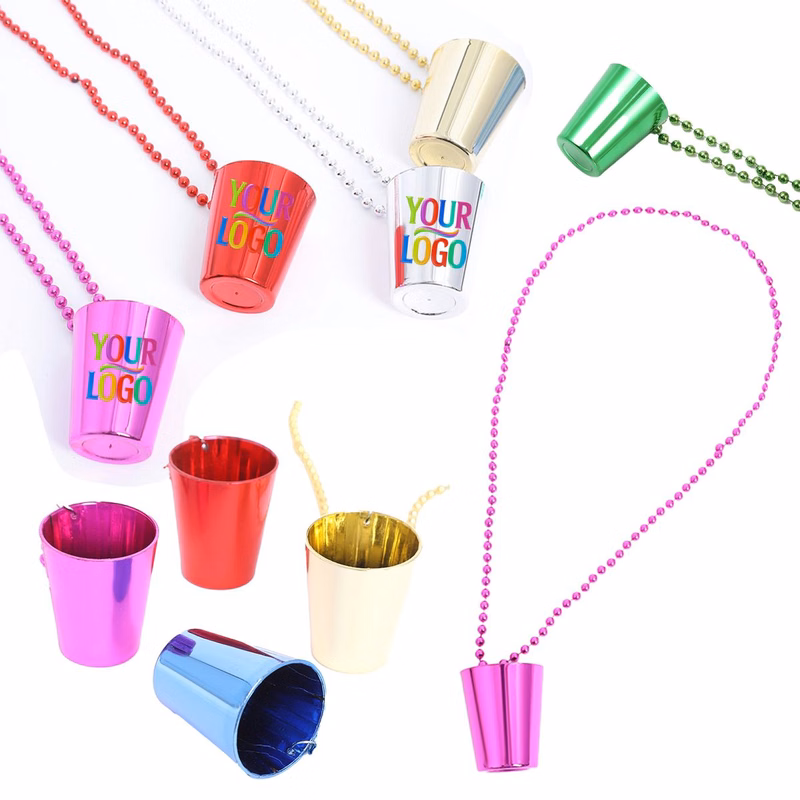 Mardi Gras Electroplated Mini Cup Beaded Necklace