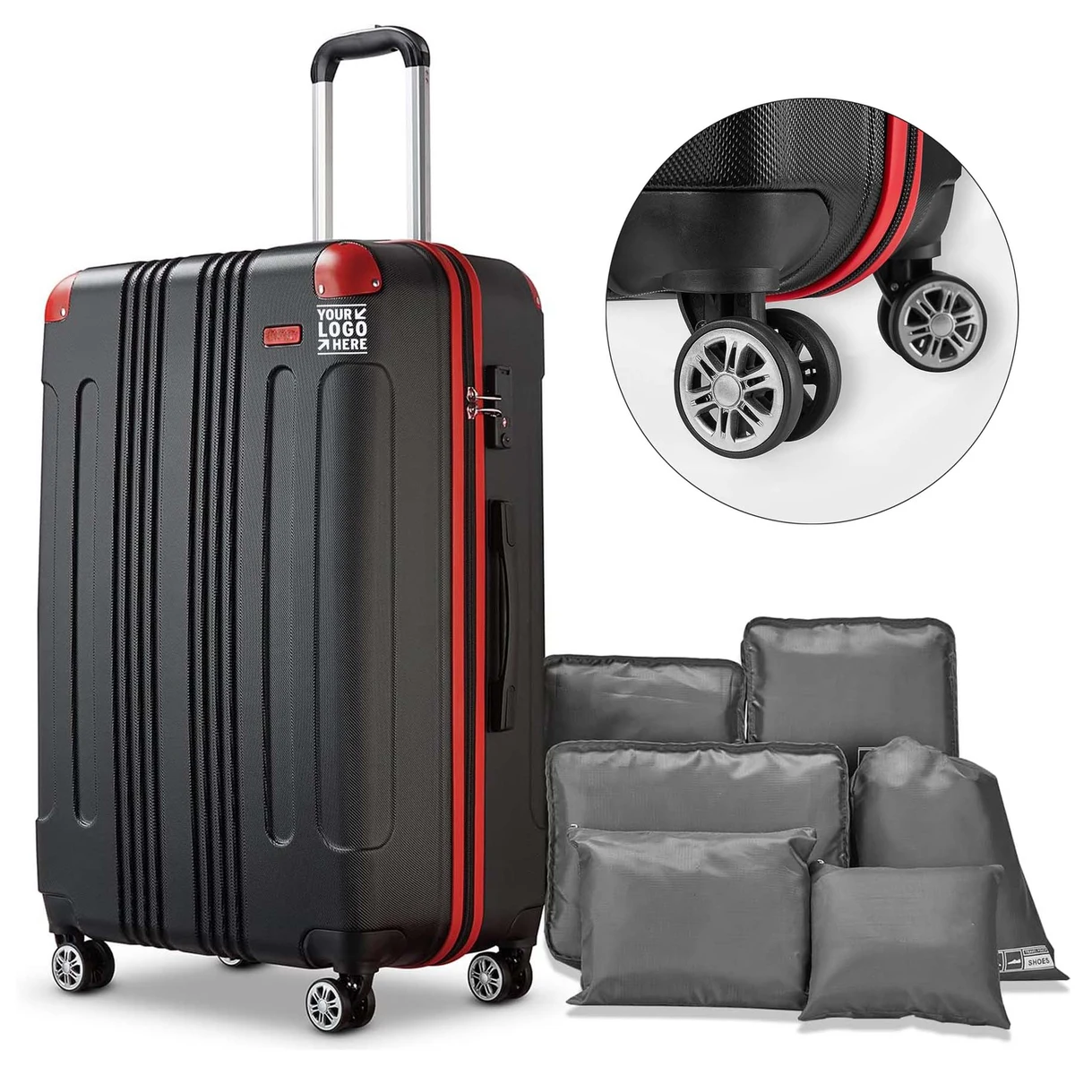 Women Men 10Piece ABS Hardside TSA Lock Sturdy Luggage Sets Spinner Wheels 1