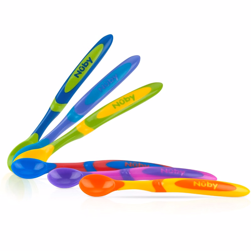 Nuby Long Handle Weaning Spoons - Assorted Colors 6 Pack