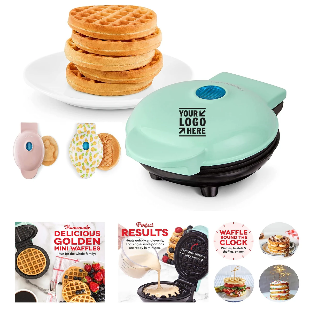 4 Inch Non-Stick Surfaces Mini Maker for Individual Waffles 1