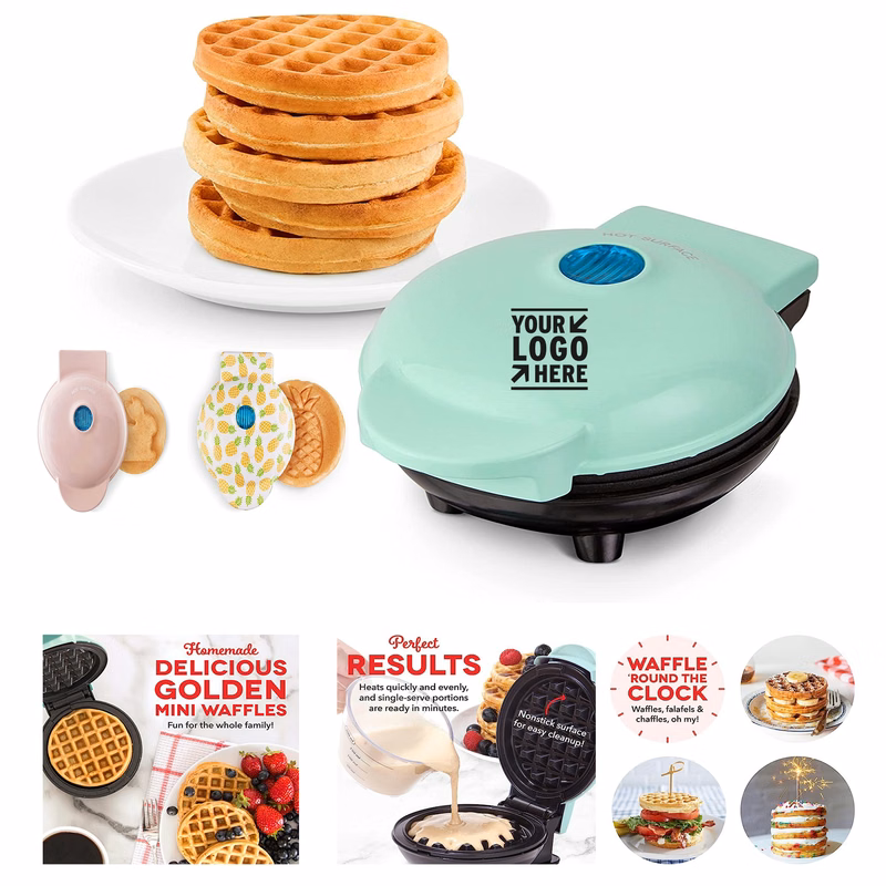 4 Inch Non-Stick Surfaces Mini Maker for Individual Waffles