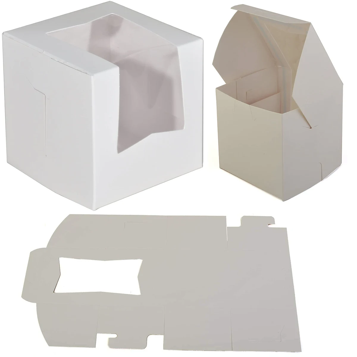 Paperboard White Lock Corner Window Bakery Box 1