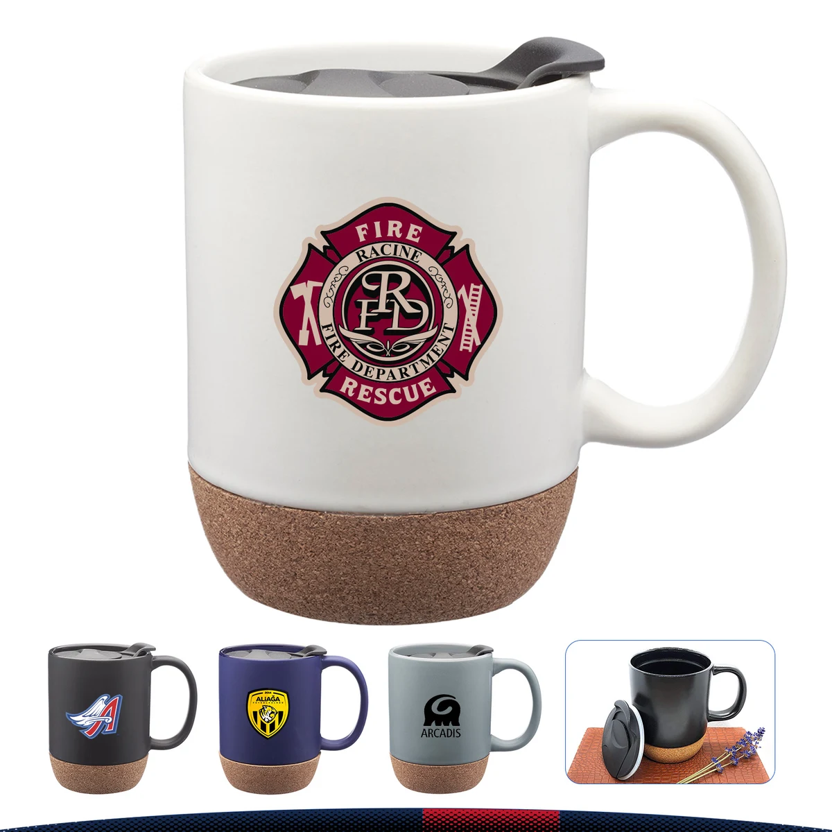 13 oz.Coffee Ceramic Mugs with Cork Bottom 1