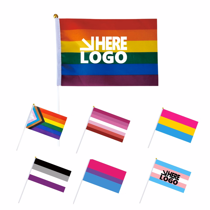 MOQ 20 Rainbow Hand Flag Pride Stick