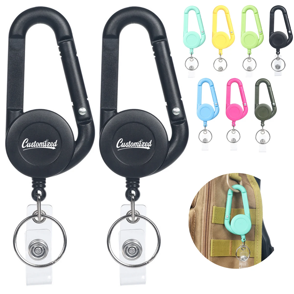 Retractable Carabiner Keychain for ID Badge Keys Reel Holder 1
