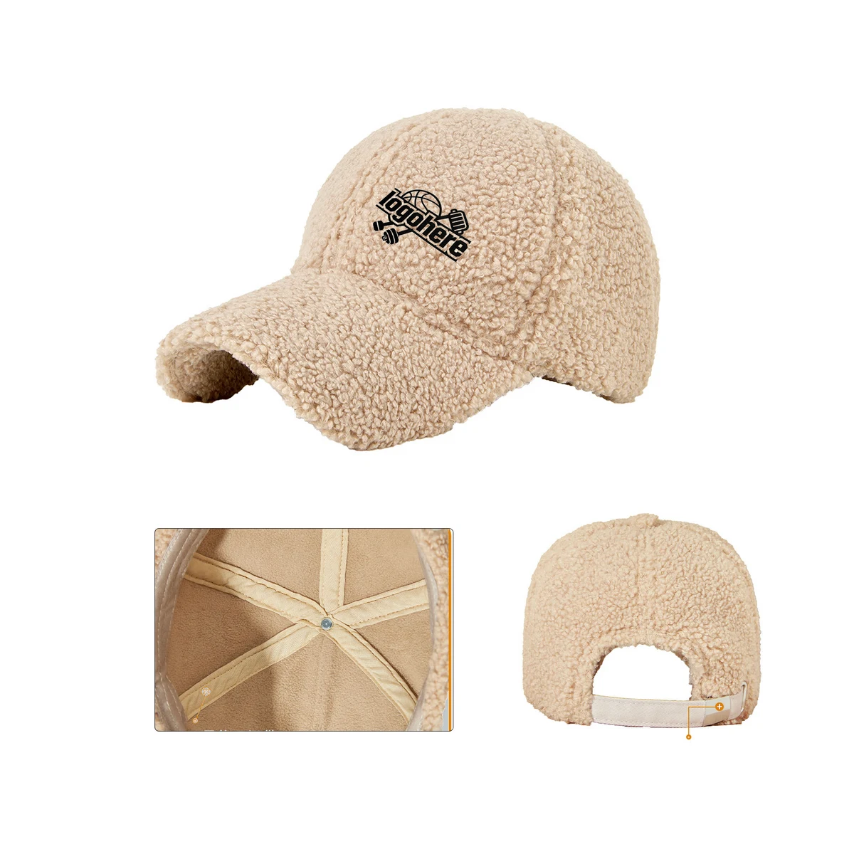 MOQ 20 Colored Faux Lamb Wool Baseball Cap 1