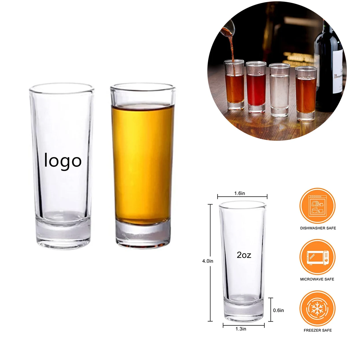 2 Oz Clear Tall Shot Glass with Heavy Base 1
