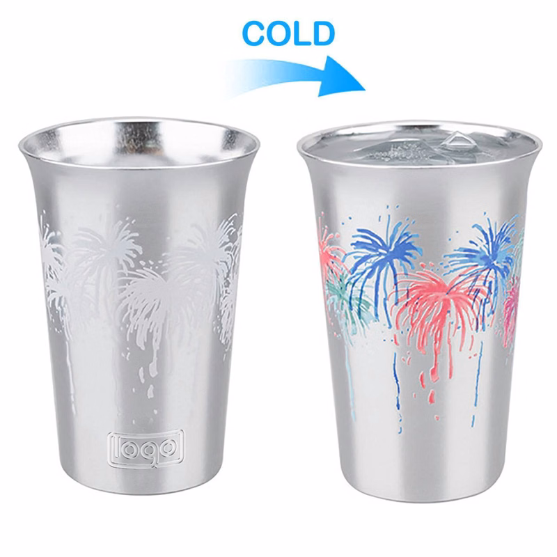 5oz Color-Changing Aluminum Cold Drink Cup - Firework Design