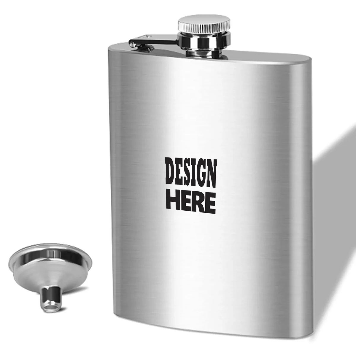8 Oz Flask Stainless Steel with Funnel, custom water bottle with logo imprint 1