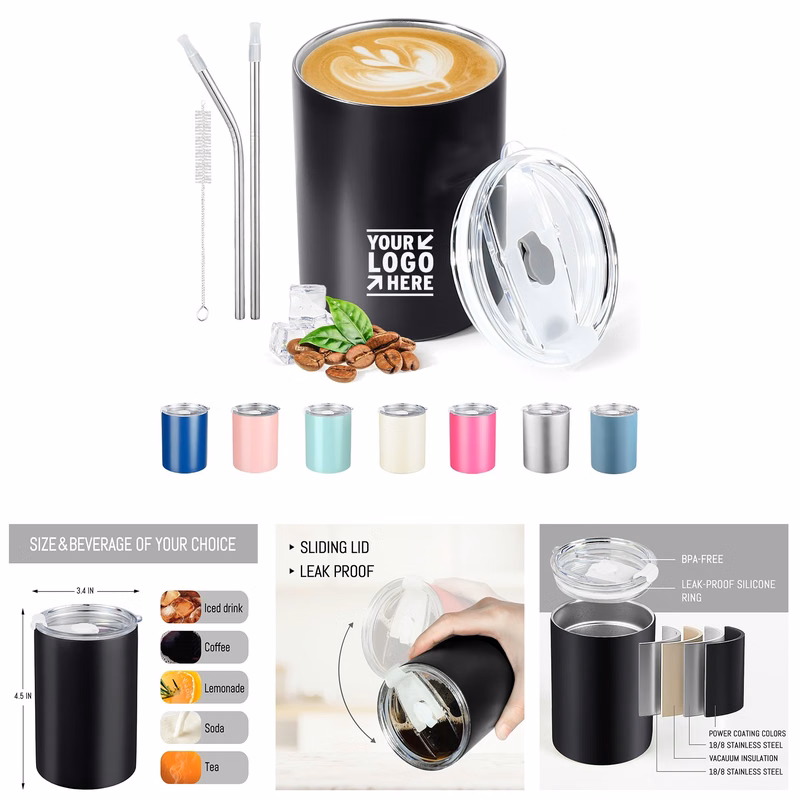 12 oz Insulated Tumbler with Lid and Straw for Hot and Cold Drinks