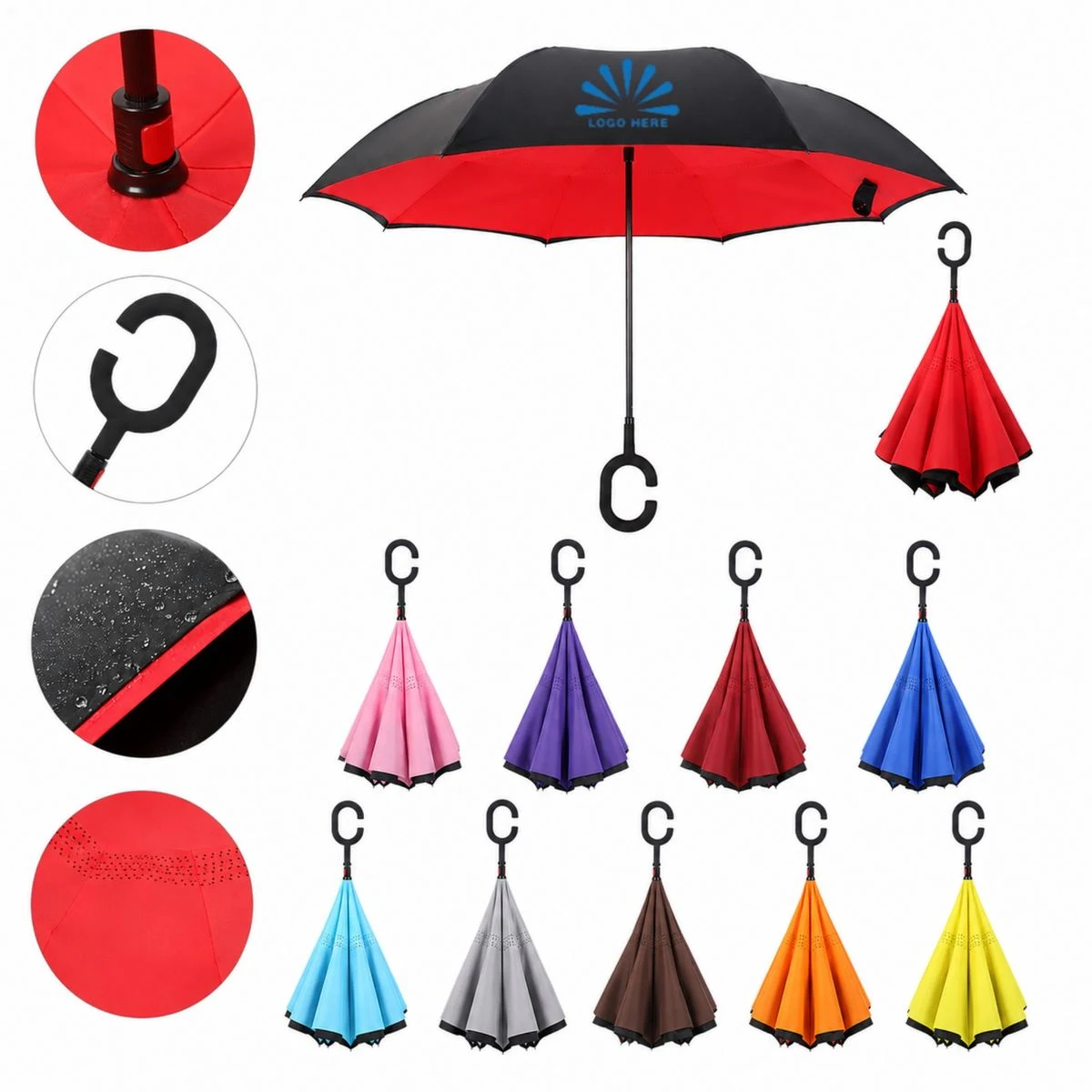Manual Reverse Umbrella With C Handle 1