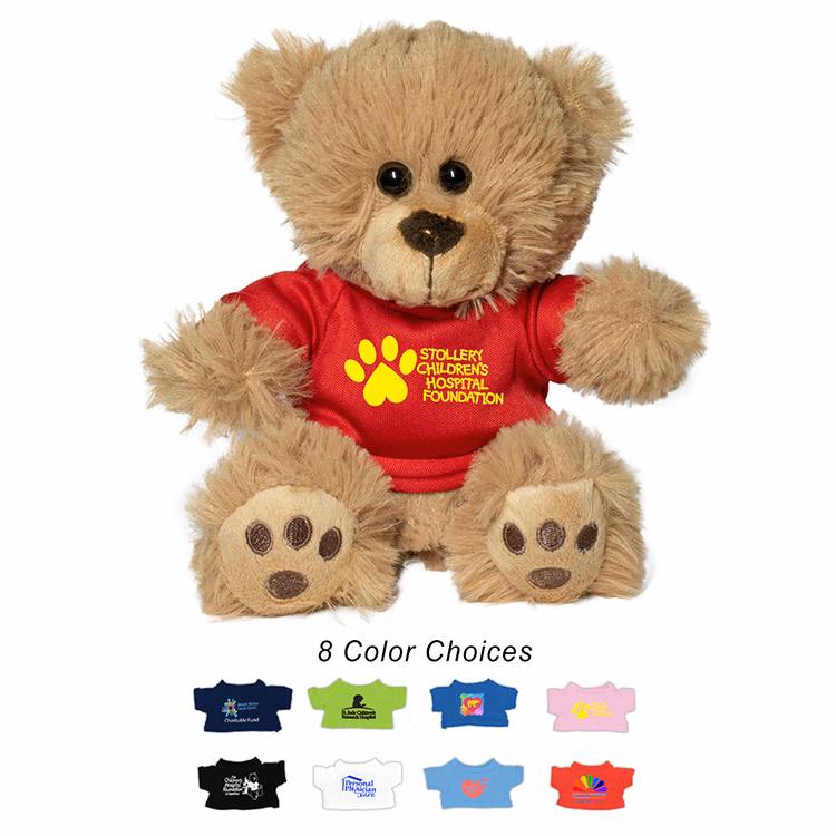 Ted T. Bear" 6" Plush Teddy Bear With Choice of T-Shirt Color