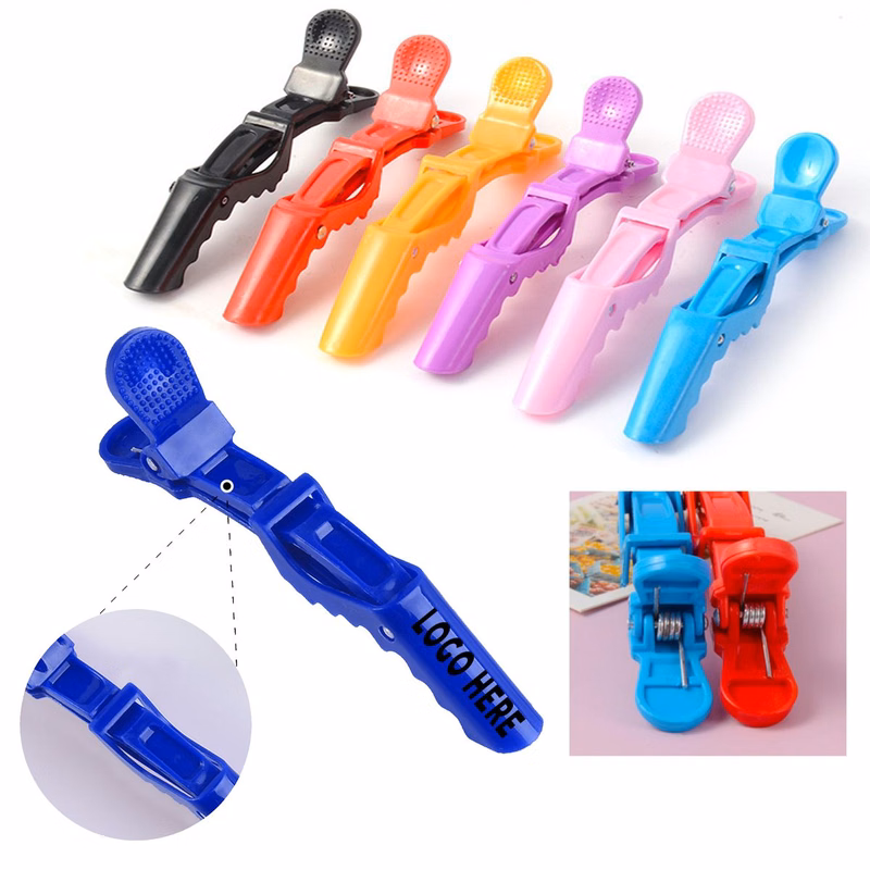 Custom Single-Color Logo Non-Slip Anti-Static Crocodile Hair Clips For Salon & Daily Use