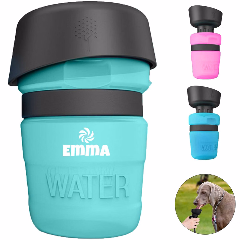 18oz Dog Travel Water Bottle – Leakproof Dispenser with Bowl