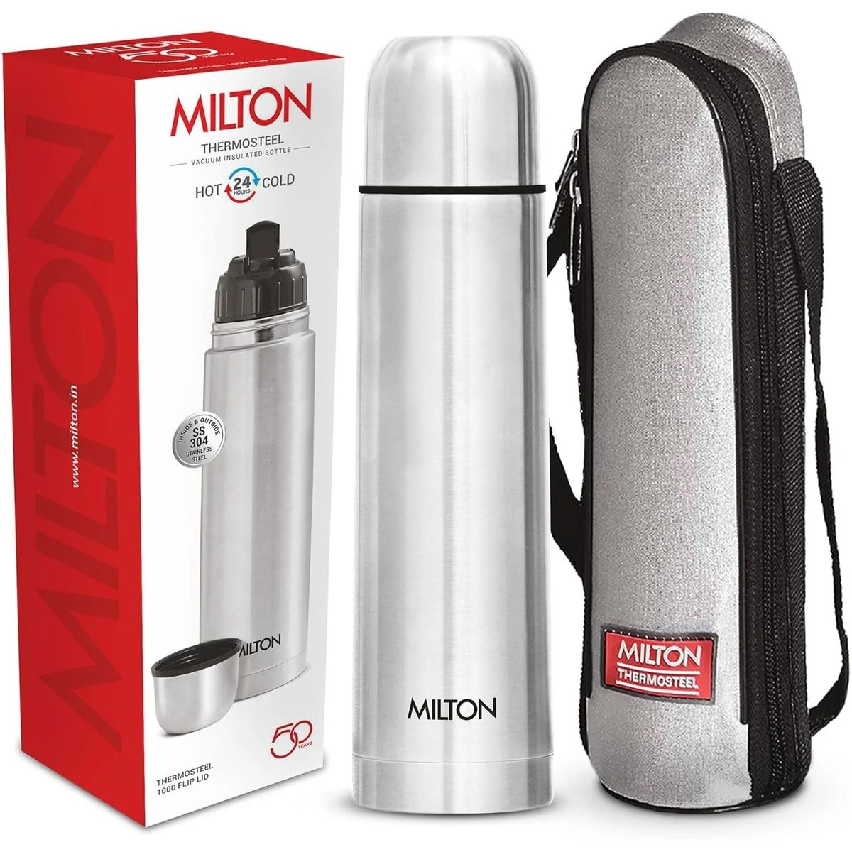 Thermosteel Flip Lid 1000, Double Walled Vacuum Insulated Thermos 1000 ml | 34 oz | 1 Ltr | 24 Hours 1