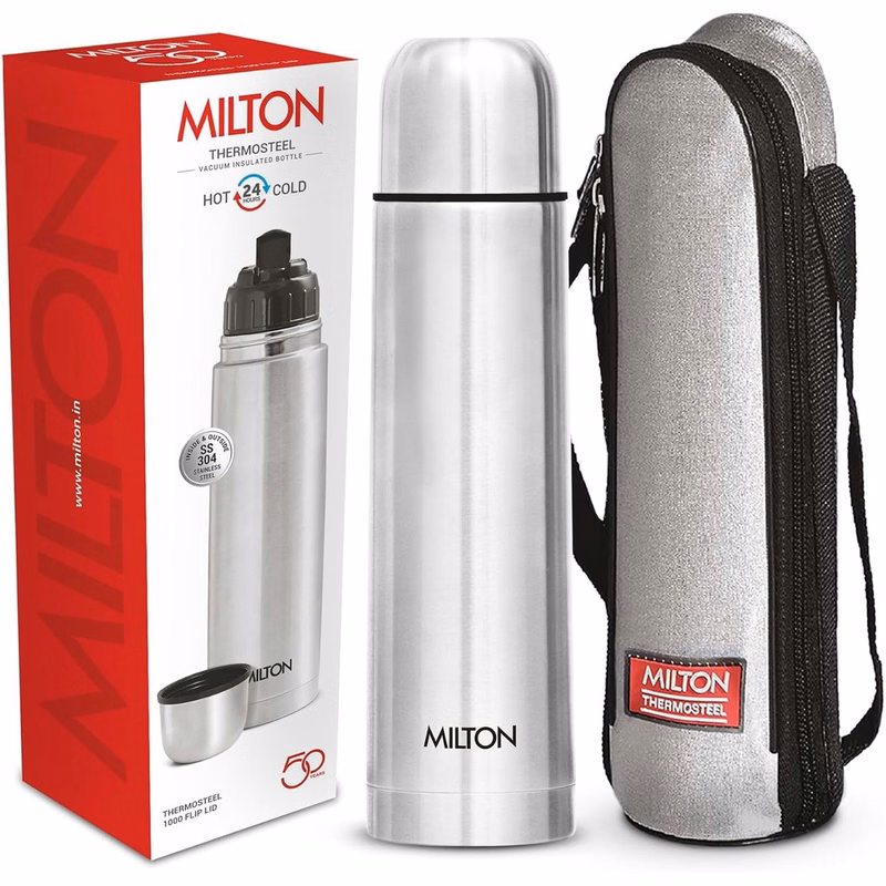 Thermosteel Flip Lid 1000, Double Walled Vacuum Insulated Thermos 1000 ml | 34 oz | 1 Ltr | 24 Hours