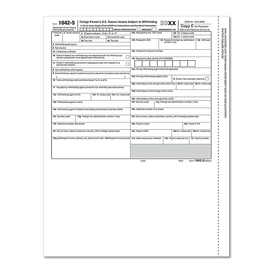 1042-S, Recipient Copy C, Laser 1