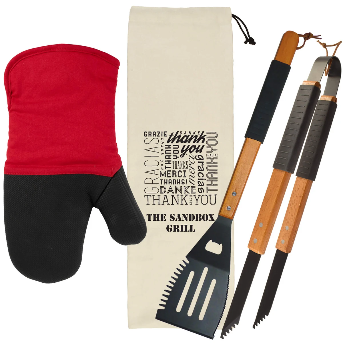 Wood BBQ Set with Mitt - Thank You 1