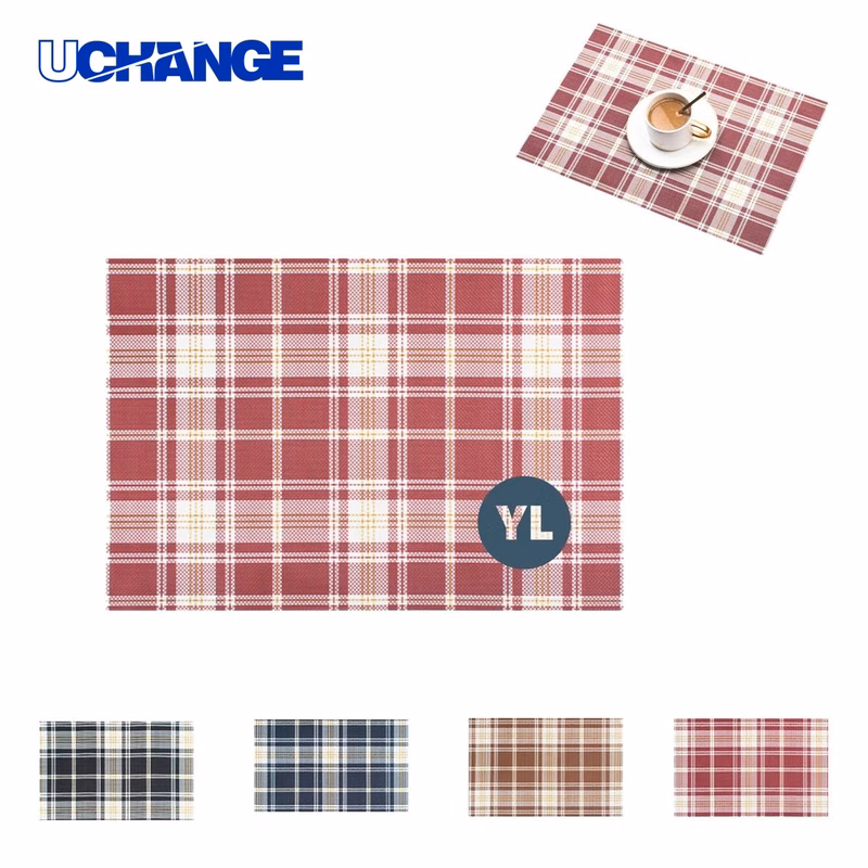Plaid PVC Placemat for Dining Table Protection