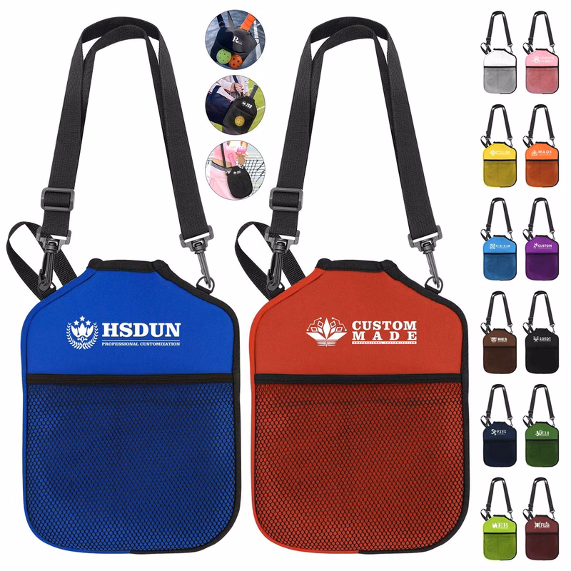 Crossbody Neoprene Pickleball Racket Storage Bag With Mesh Pocket And Strap