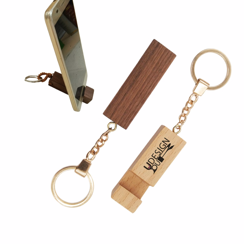 Wooden Phone Holder Keychain