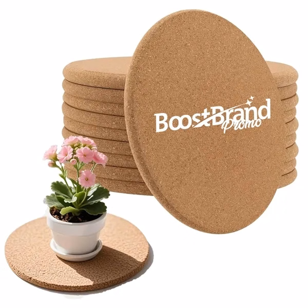 Custom 7.48 inch Natural Cork Heat Resistant Pot Mat — Full-Color Eco Kitchen