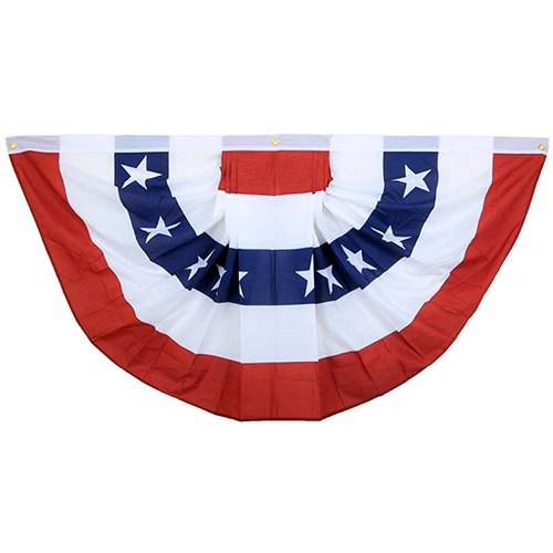 4' x 8' Nylon Printed Stars and 5-Striped Pleated Fan