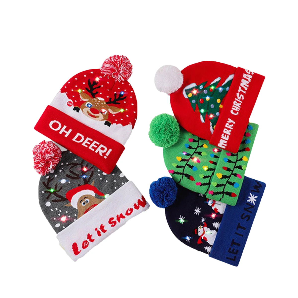 LED Christmas Jacquard Knitted Hat 1