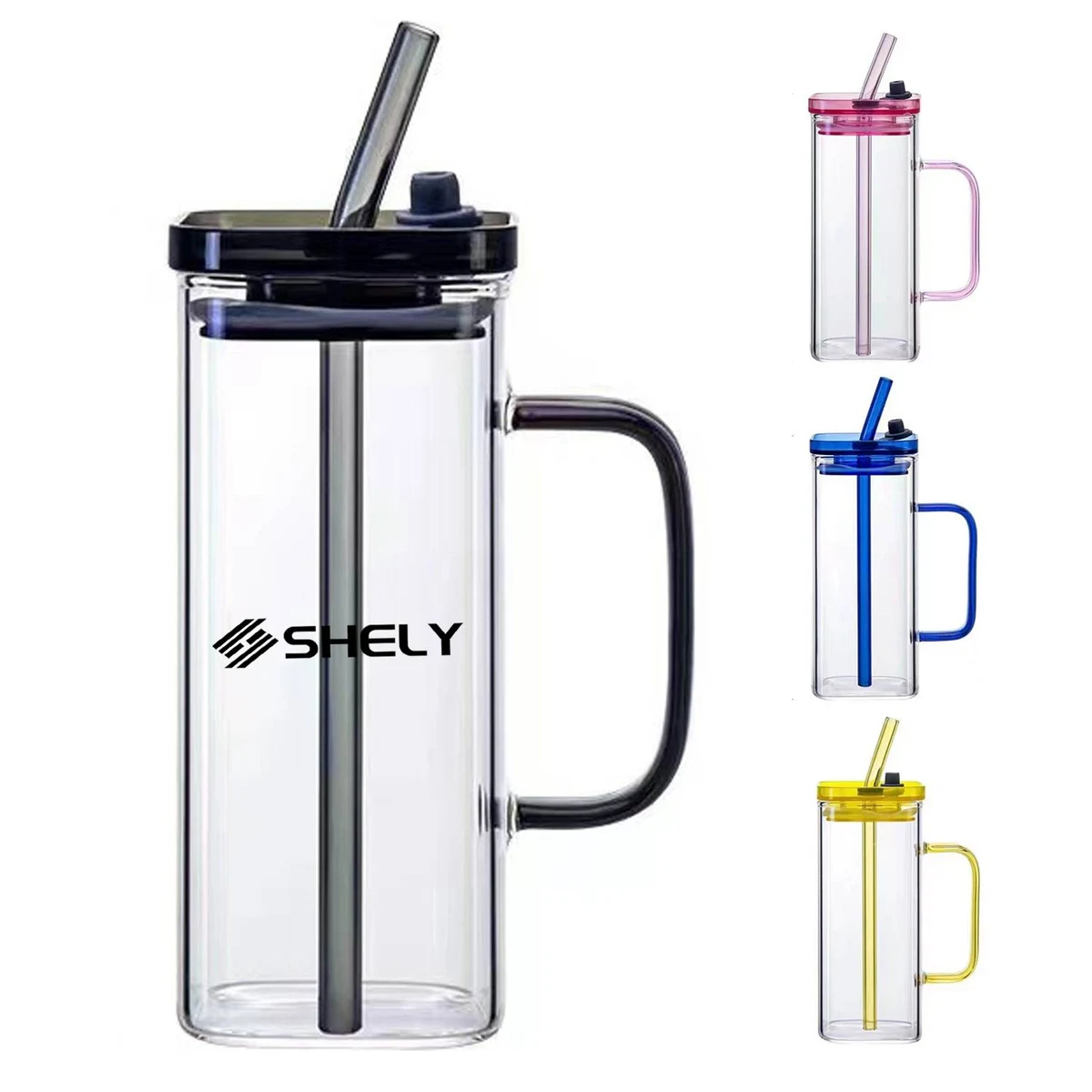 13.5 Oz. Glass Tumbler with Straw and Acrylic Lid 1