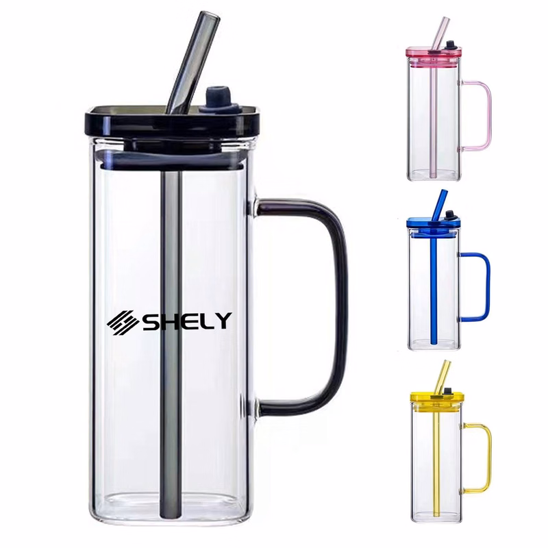 13.5 Oz. Glass Tumbler with Straw and Acrylic Lid