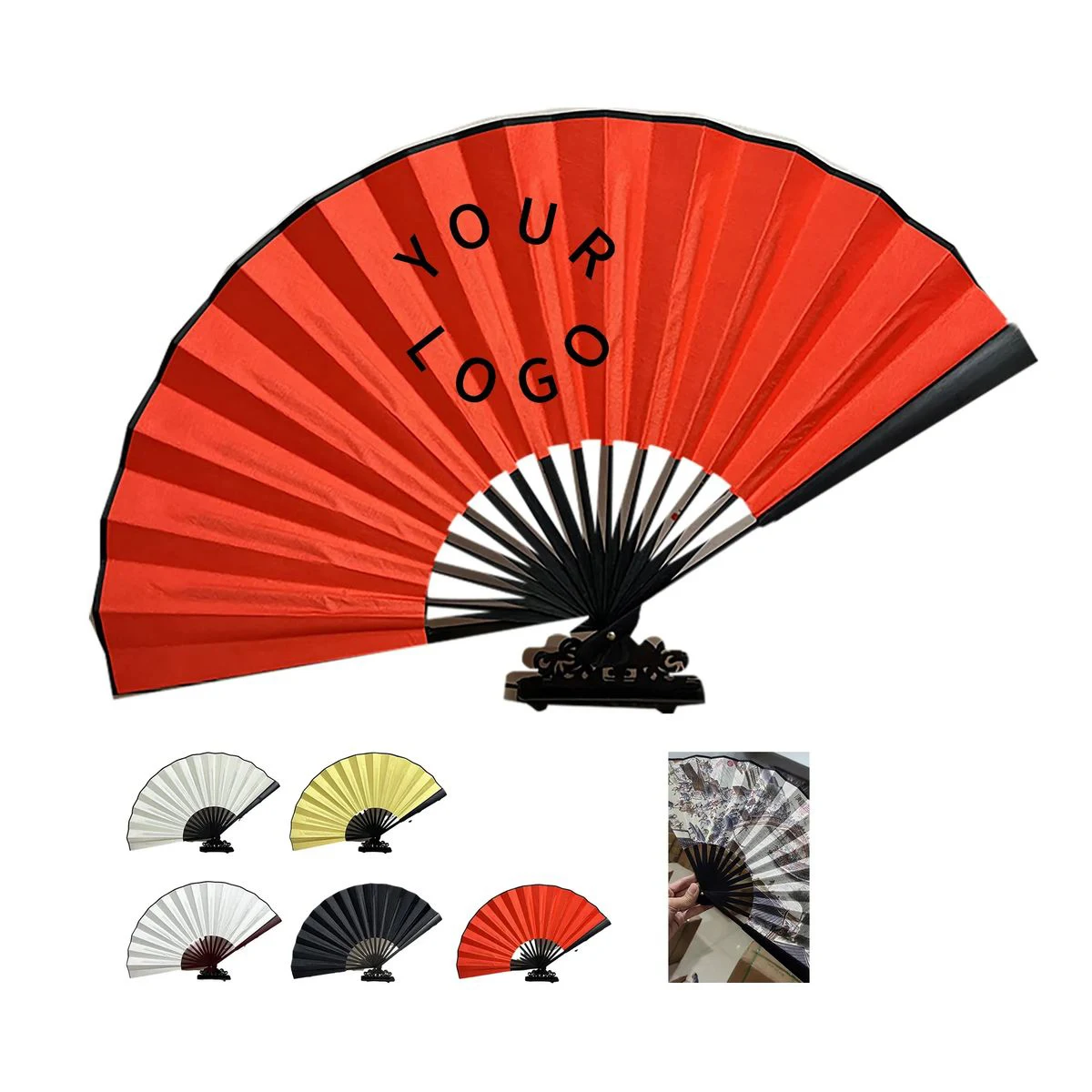 Bamboo Silk Fan with Classic Foldable Design and Grip 1