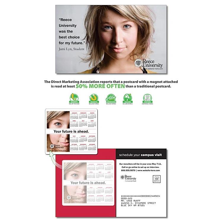 School Magna-Peel Postcard (8.5x5.25) - Laminated with 3.5x4 Magnet (25 mil.) - 14 pt. 1