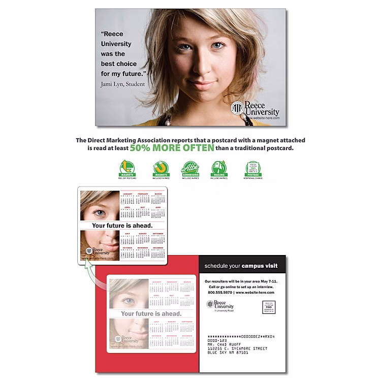 School Magna-Peel Postcard (8.5x5.25) - Laminated with 3.5x4 Magnet (25 mil.) - 14 pt.