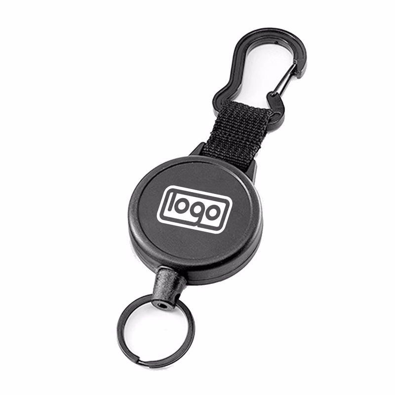 Retractable Wire Rope Black High Stretch Keychain