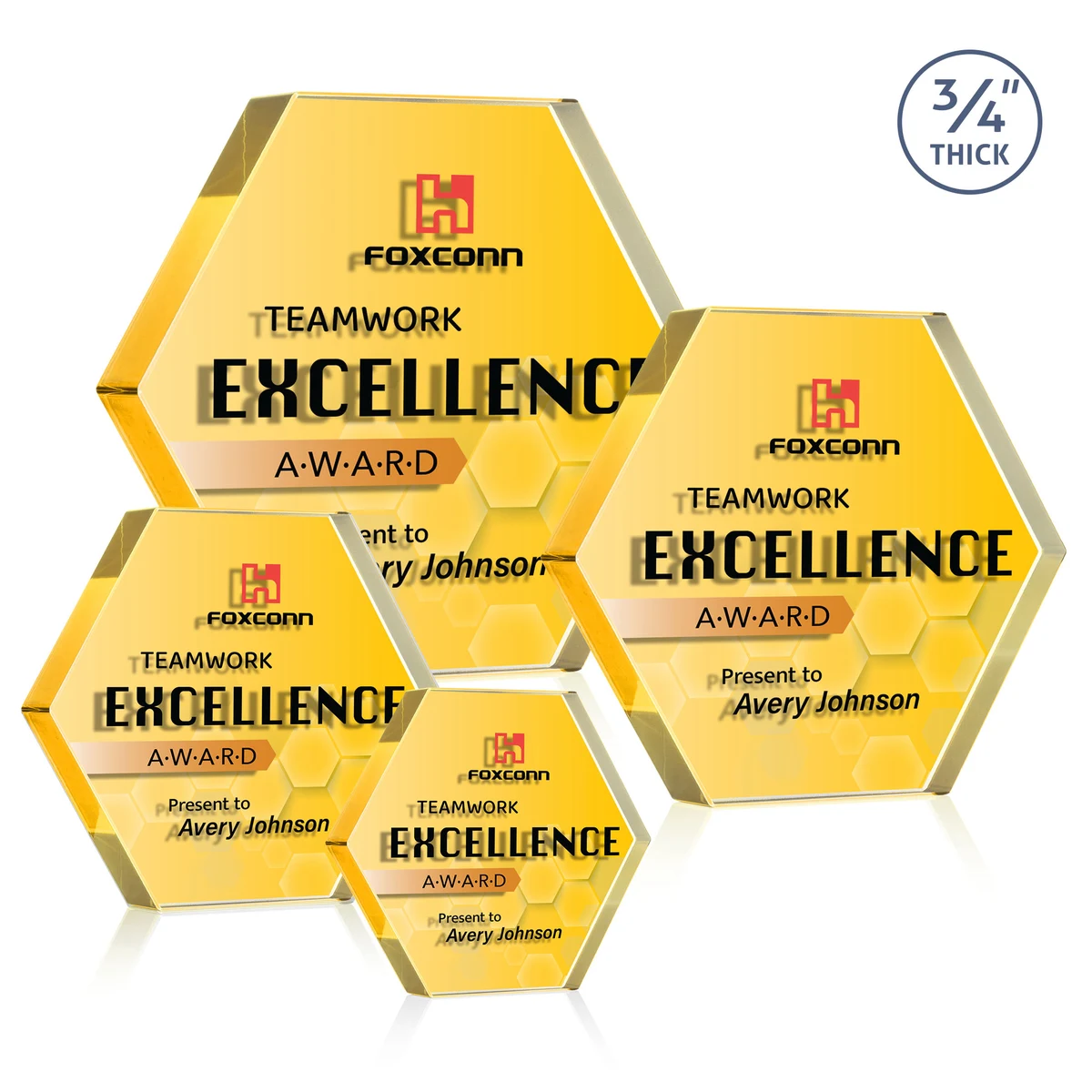 Gilford Hexagon VividPrint™ Double Sided Award - Gold 1